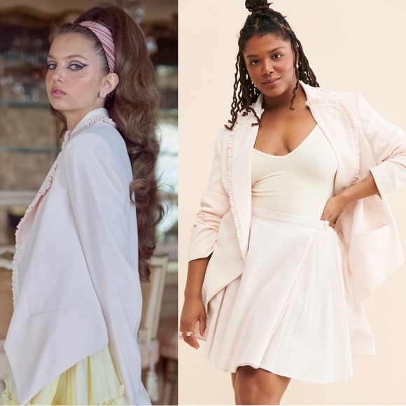 NWT SELKIE Strawberry Milk Ruffle Trim Collar Love Note Victorian Blazer XXS - Picture 5 of 14